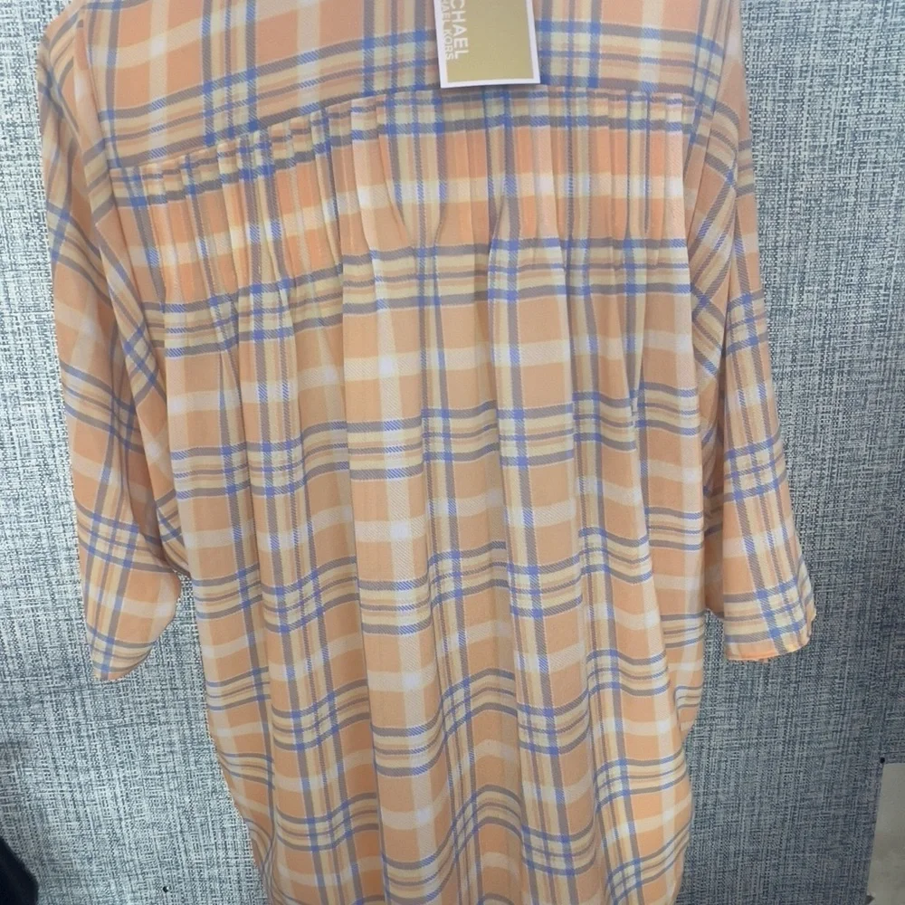 Plaid Sheer Blouse Michael Kors